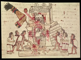 B.R. 232 fol. 70r, ein Menschenopfer aus dem Codex Magliabechiano
